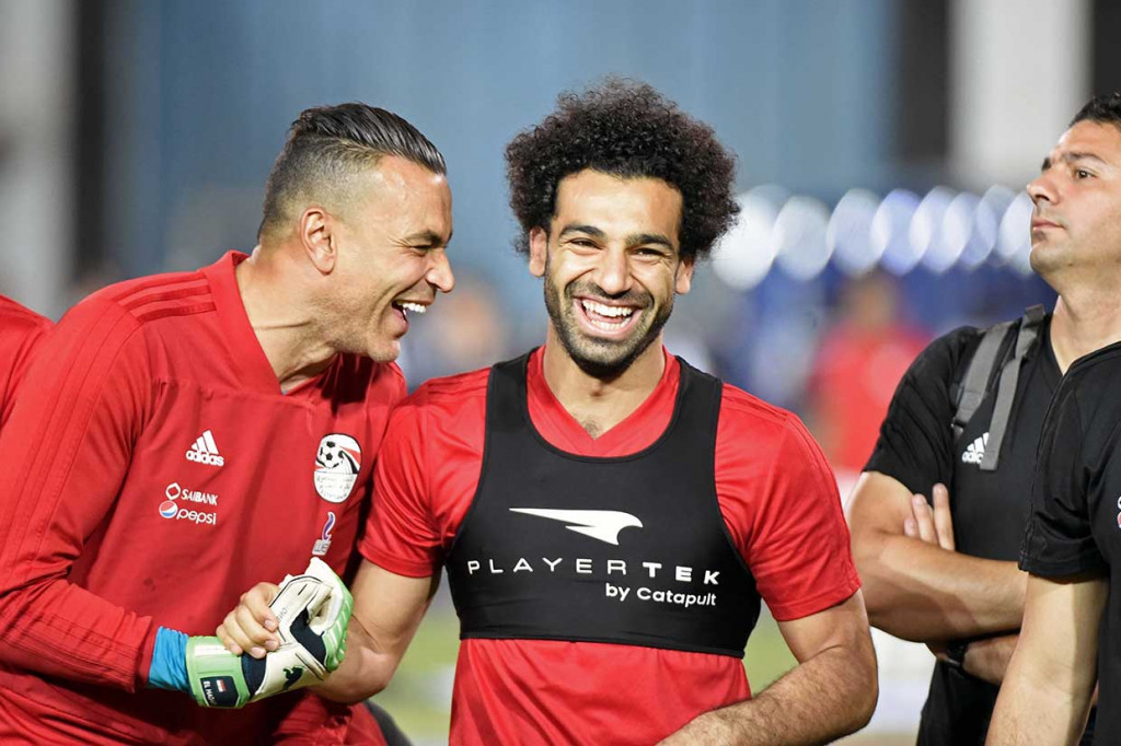Salah hadir pada sesi latihan terakhir timnas Mesir menjelang keberangkatan menuju Piala Dunia 2018 Rusia. 