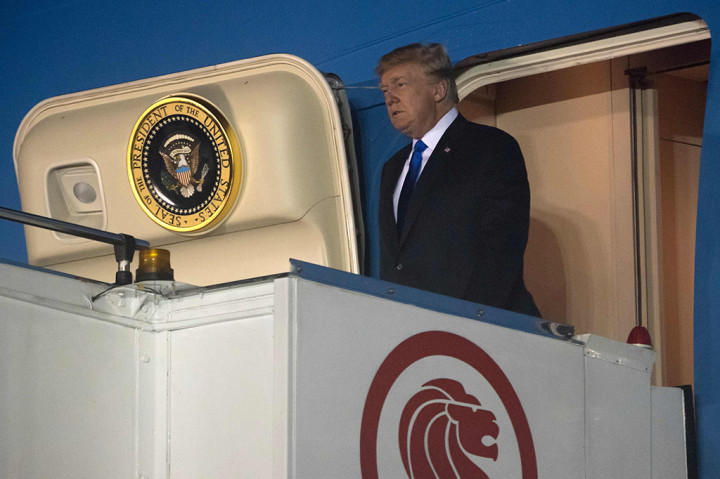 Trump tiba di Singapura pada Minggu, 10 Juni 2018, malam,  dengan menggunakan pesawat kepresidenan Air Force One. Afp Photo/ Saul Loeb