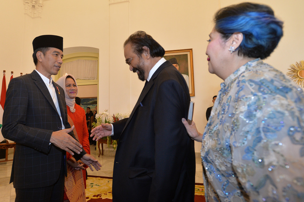 Ketum Partai Nasional Demokrat, Surya Paloh, hadir bersama keluarga. 