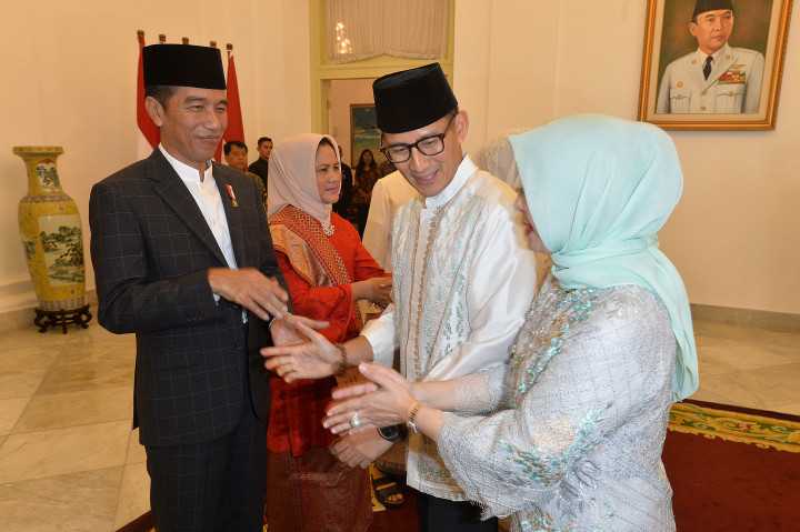 Wakil Gubernur DKI Jakarta Sandiaga Uno dan keluarga hadir ke Istana Bogor.