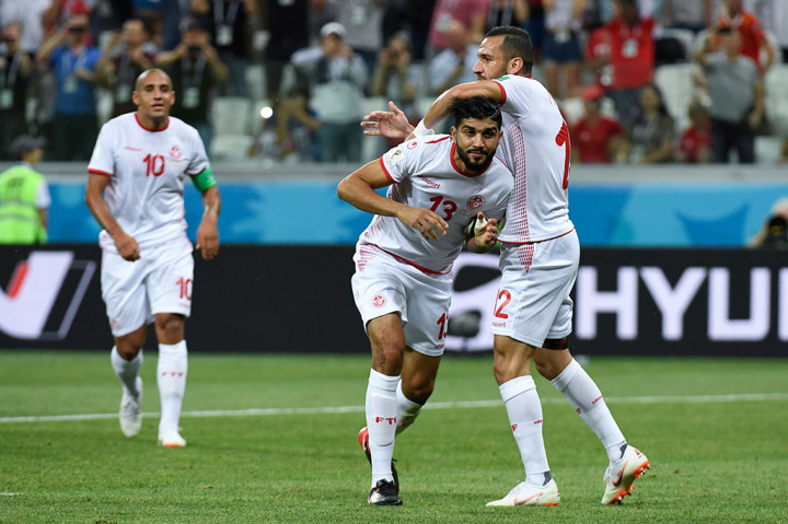 Tunisia sempat menyamakan kedudukan 1-1 di menit ke-35 lewat penalti Ferjani Sassi. Afp Photo/Philippe Desmazes