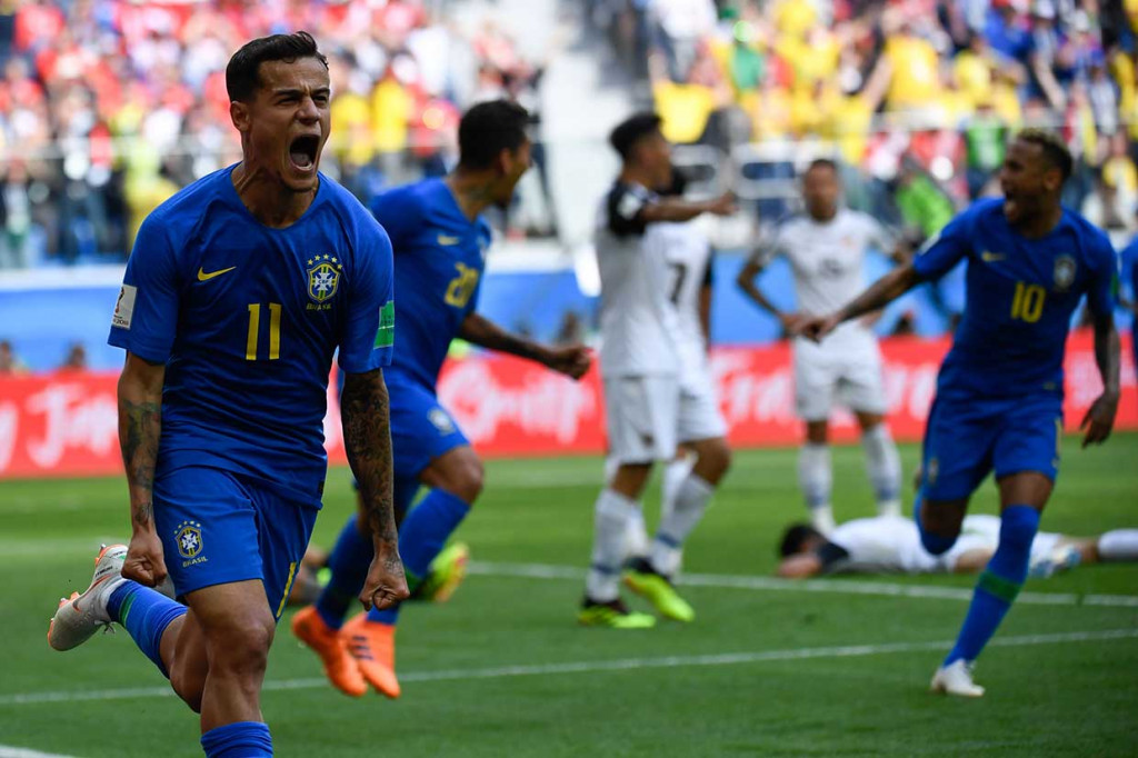 Coutinho meluapkan kegembiraannya usai menjebol gawang Kosta Rika yang dikawal oleh Keylor Navas.