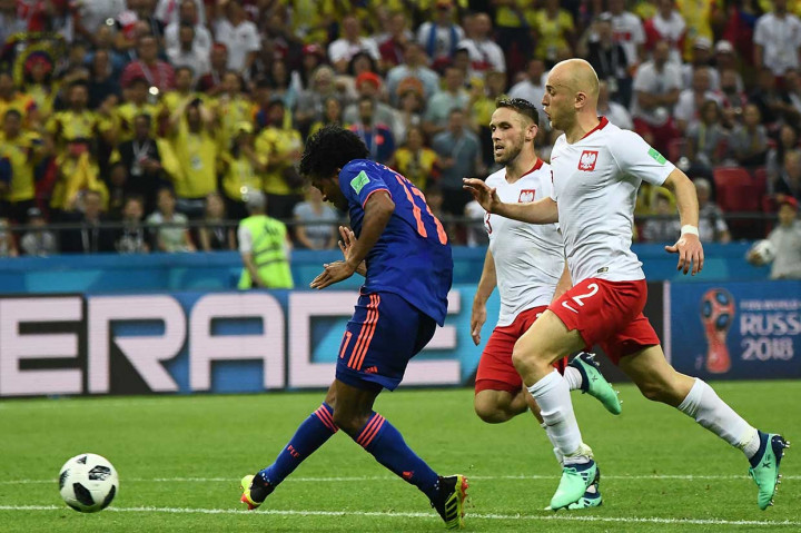 Giliran Juan Cuadrado mencatatkan namanya di papan skor untuk membawa Kolombia unggul 3-0 pada menit ke-75. Gol tersebut berkat assist kedua Rodriguez.