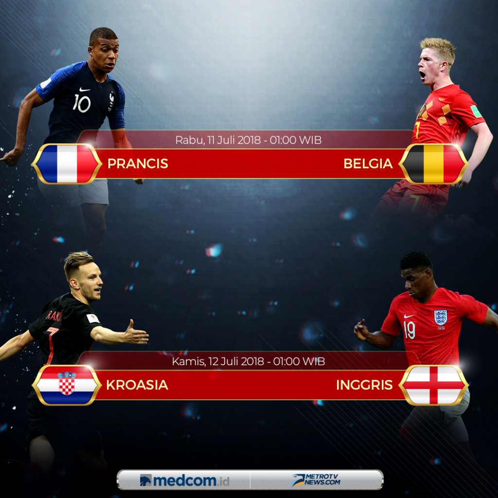 Jadwal Pertandingan Semifinal Piala Dunia 2018