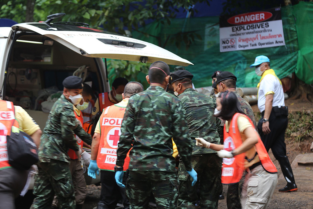 Sebelumnya, delapan remaja yang berhasil dikeluarkan dari dalam gua di Thailand dalam operasi penyelamatan pada Minggu (8/7) dan Senin (9/7) waktu setempat berada dalam kondisi sehat, baik fisik maupun mental. Afp Photo/Chiang Rai Public Relations Offi