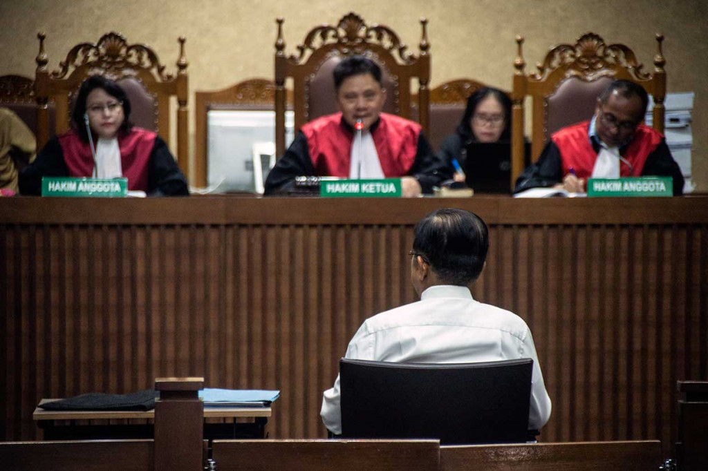 Wakil Presiden Jusuf Kalla hadir di Pengadilan Tipikor, Jakarta, Rabu, 11 Juli 2018.
