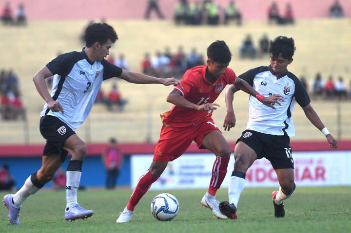 Gol tunggal kemenangan Myanmar dicetak Win Naing Tun.