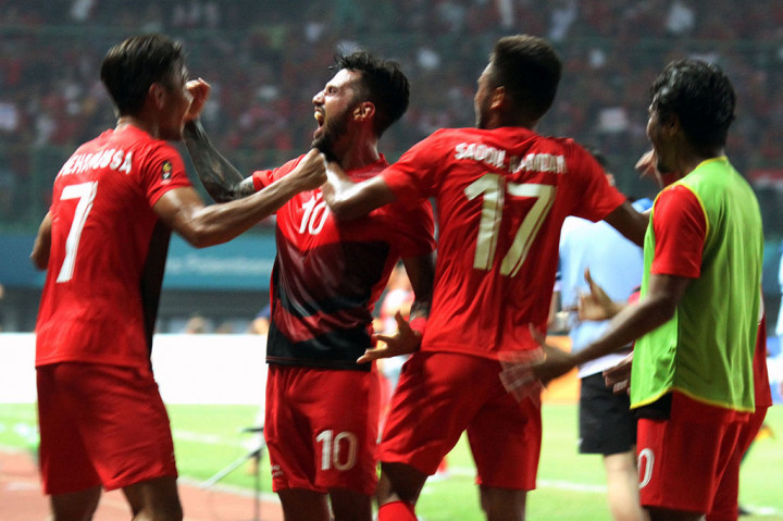 Timnas Indonesia U-23 sukses meraih kemenangan telak dengan skor 4-0 atas Taiwan pada fase Grup A Asian Games 2018 yang digelar di Stadion Patriot Candrabhaga, Bekasi. INASGOC/Ary Kristianto