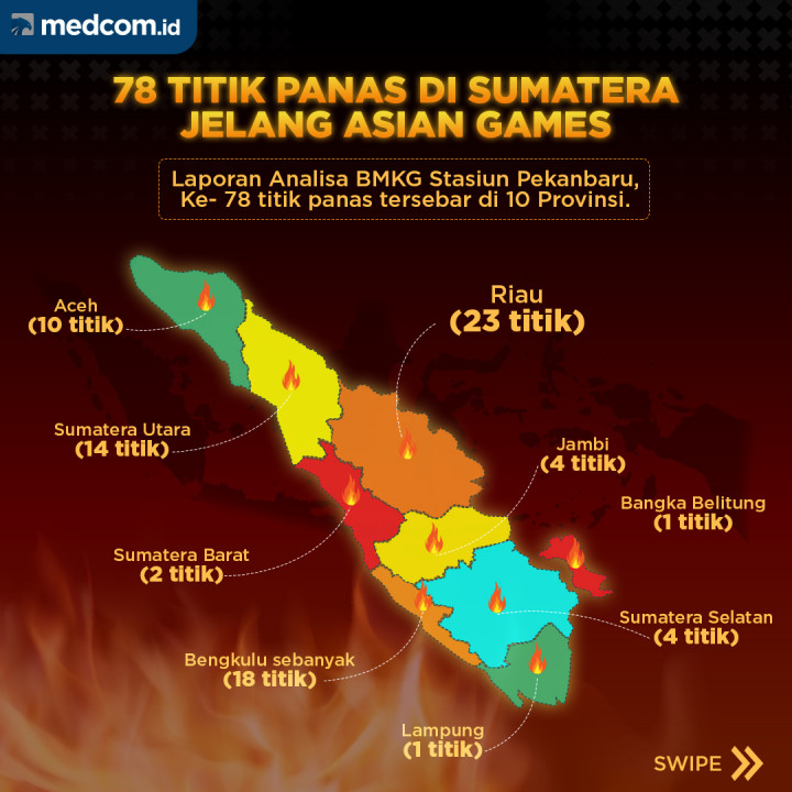 78 Titik Panas di Sumatera Jelang Asian Games 2018
