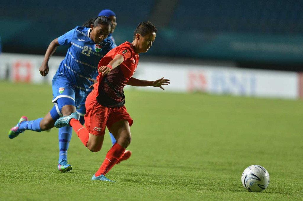 Menit ke-55 Mayang kembali mencatatkan namanya di papan skor untuk membawa Indonesia unggul 4-0. Menit ke-61 Jesella Arifya Sari membuat Indonesia unggul 5-0.