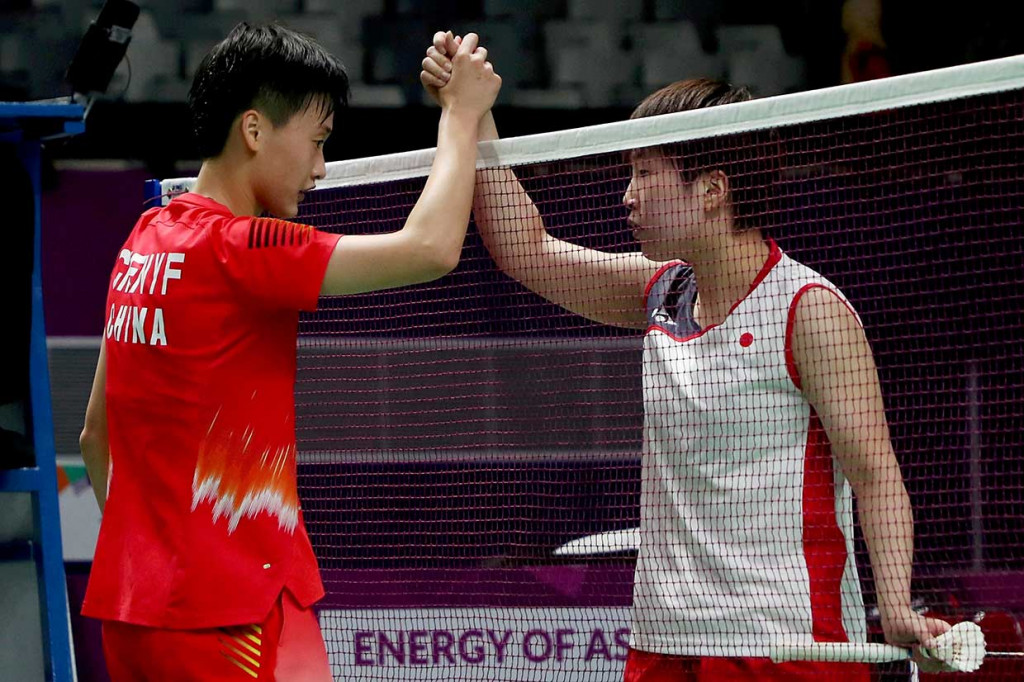 Sebelumnya, Jepang tertinggal terlebih dahulu saat tunggal pertama Akane Yamaguchi dikalahkan Chen Yu Fei dalam dua gim langsung 15-21, 12-21. INASGOC/Antara Foto/Hadi Abdullah