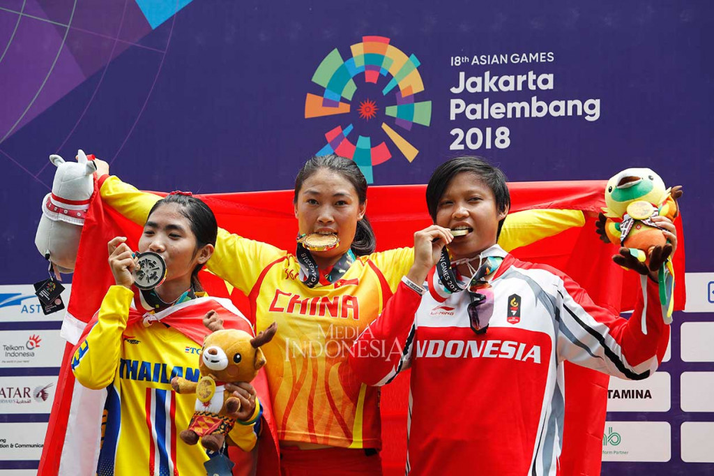 Sementara itu di kelompok putri, Wiji Lestari menyumbang perunggu setelah mencatatkan waktu 40,788 detik. Emas diraih pembalap Tiongkok Zhang Yaru dengan waktu 39,643 detik. Dan perak direbut pebalap Thailand, dengan catatan 40,788 detik. 