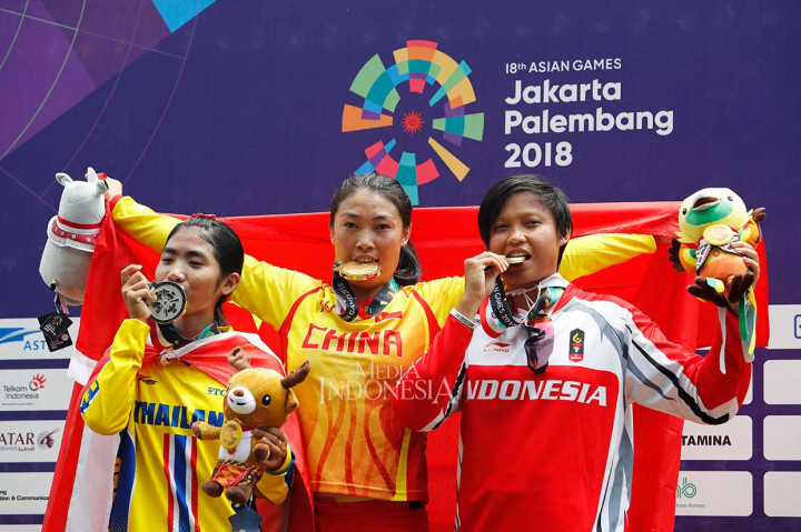 Sementara itu di kelompok putri, Wiji Lestari menyumbang perunggu setelah mencatatkan waktu 40,788 detik. Emas diraih pembalap Tiongkok Zhang Yaru dengan waktu 39,643 detik. Dan perak direbut pebalap Thailand, dengan catatan 40,788 detik. 
