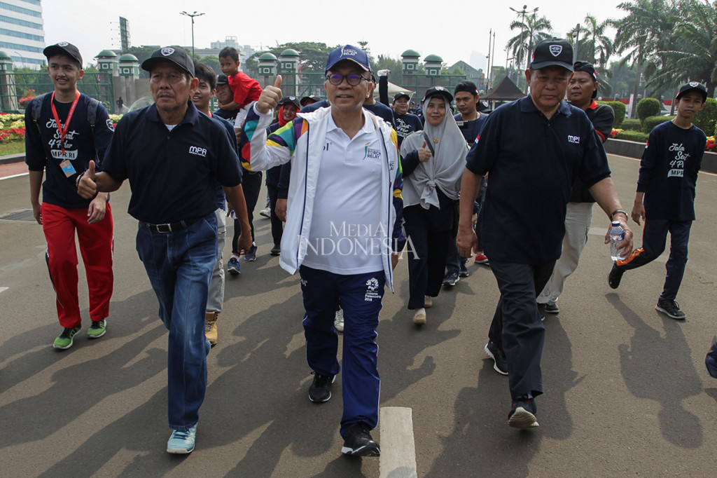 Peserta gerak jalan menempuh rute sejauh 5 km dengan rute dari lapangan parkir timur Komplek Gedung MPR/DPR/DPD, keluar komplek lewat pintu utama menuju Jalan Gatot Subroto, kemudian melewati stasiun Plamerah menuju depan gedung TVRI dan berakhir kembali di komplek Parlemen Senayan.
