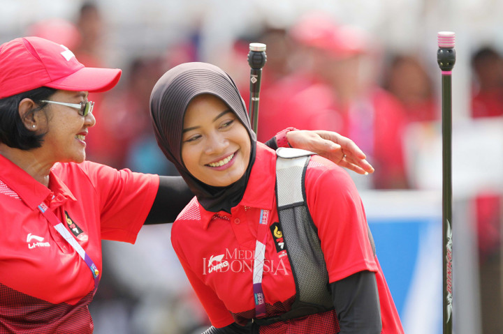 Pemanah Indonesia, Diananda Choirunisa, menyumbang medali perak nomor recurve perorangan putri. MI/Rommy Pujanto