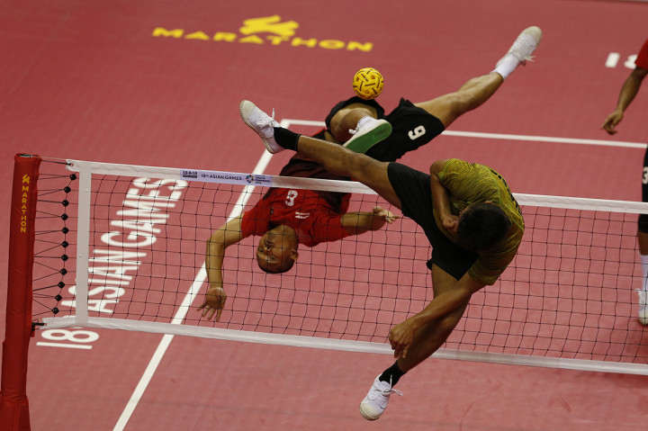 Timnas Sepak Takraw Putra Indonesia gagal meraih medali emas Asian Games setelah kalah dari Malaysia. Antara Foto/INASGOC/Ferdy Siregar