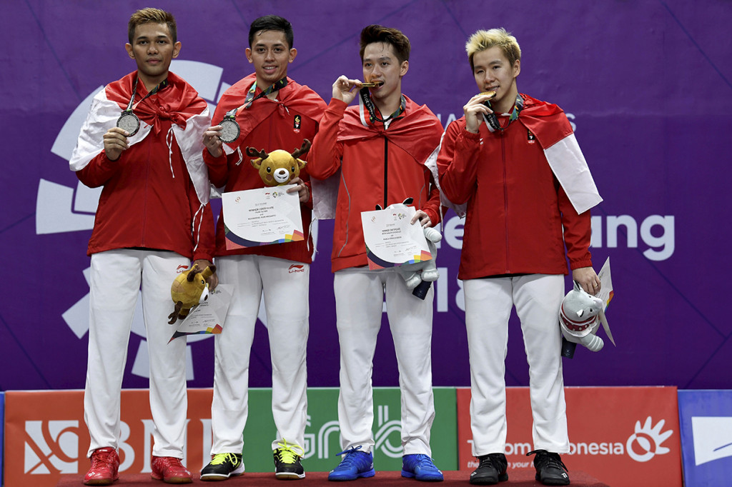 Prestasi tertinggi Fajar/Rian adalah medali emas SEA Games 2017 di nomor beregu putra. Sementara Kevin/Marcus merupakan juara dunia 2018 dan juga ganda putra peringkat satu dunia. Antara Foto/INASGOC/Puspa Perwitasari