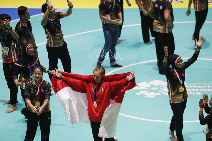 Pencak silat yang baru kali ini dipertandingkan di Asian Games sejauh ini menjadi penyumbang medali emas terbanyak bagi kontingen Indonesia yaitu total 14 medali emas.