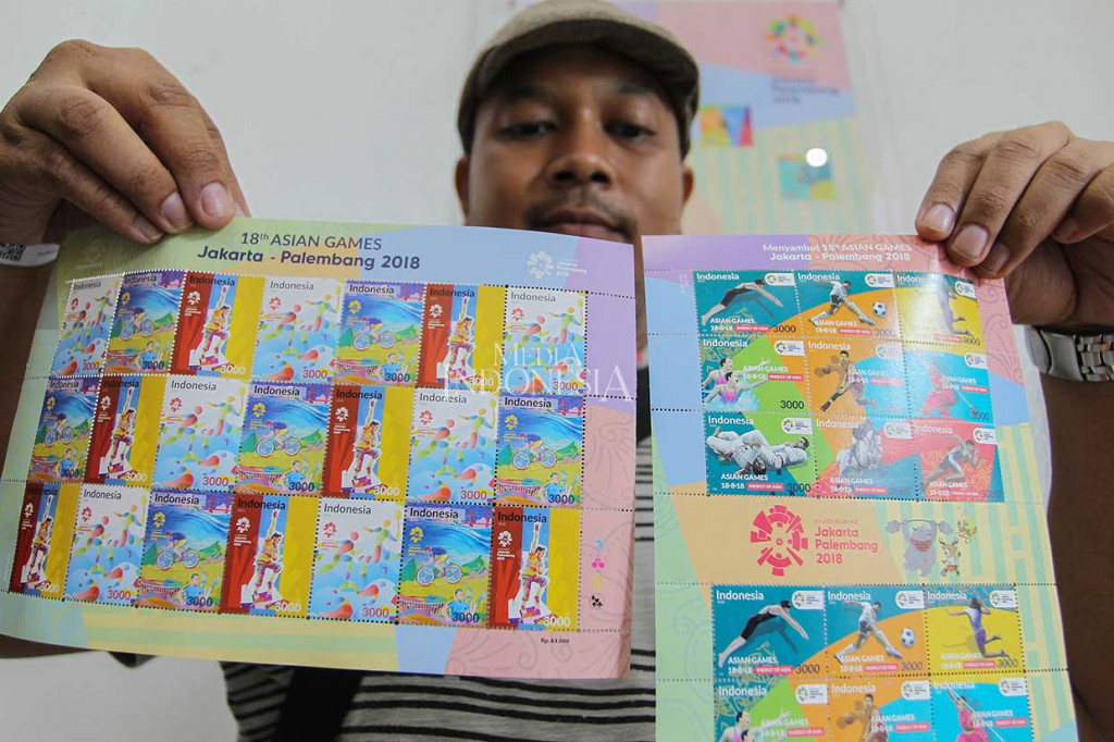 Prangko edisi khusus tersebut bergambar cabang olahraga yang dipertandingkan di Asian Games 2018 Jakarta dan Palembang. 