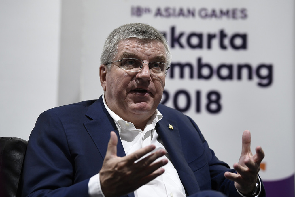 Presiden Komite Olimpiade Internasional (IOC), Thomas Bach, memuji Indonesia yang sukses menggelar Asian Games 2018 di Jakarta-Palembang, Indonesia. 