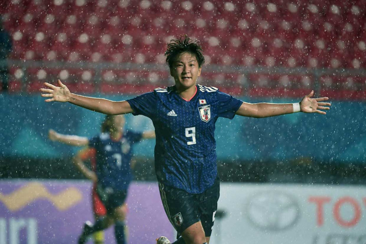 Gol tunggal Jepang ke gawang Tiongkok dicetak oleh Yuika Sugasawa pada menit ke-83. AFP Photo/Adek Berry