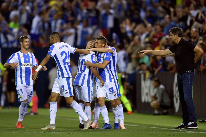Tim papan bawah Leganes tampil mengejutkan lewat aksi Nabil El Zhar memanfaatkan assist Jonathan Silva. Afp Photo/Oscar Del Pozo