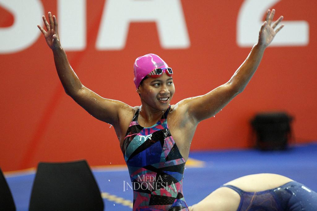 Syuci Indriani menyumbangkan medali perunggu Asian Para Games 2018 untuk Indonesia dari cabang olah raga renang, di Stadion Aquatic, Gelora Bung Karno (GBK), Jakarta.