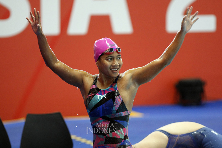 Syuci Indriani menyumbangkan medali perunggu Asian Para Games 2018 untuk Indonesia dari cabang olah raga renang, di Stadion Aquatic, Gelora Bung Karno (GBK), Jakarta.