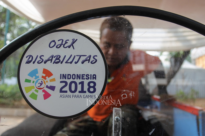 Total sebanyak 35 ojek disabilitas disediakan untuk membantu para pengunjung dan atlet Asian Para Games 2018 ke