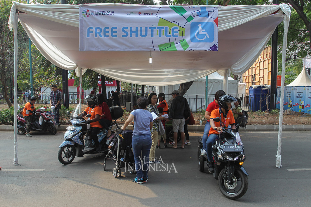 Fasilitas ojek gratis tersebut berlaku hingga hari penutupan Asian Para Games pada 13 Oktober mendatang.