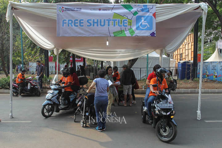 Fasilitas ojek gratis tersebut berlaku hingga hari penutupan Asian Para Games pada 13 Oktober mendatang.