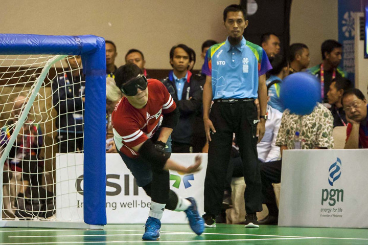 Tugas masing-masing tim adalah mencetak gol sebanyak mungkin ke gawang tersebut. INAPGOC/TJPimages/Mas Agung Wilis Yudha Baskoro