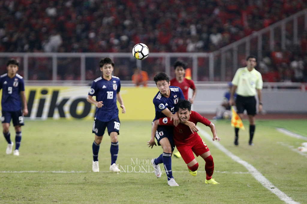 Timnas U-19 Indonesia kalah dari timnas U-19 Jepang dengan skor 2-0 pada perempat final Piala Asia U-19 2018 di Stadion Utama Gelora Bung Karno, Jakarta.