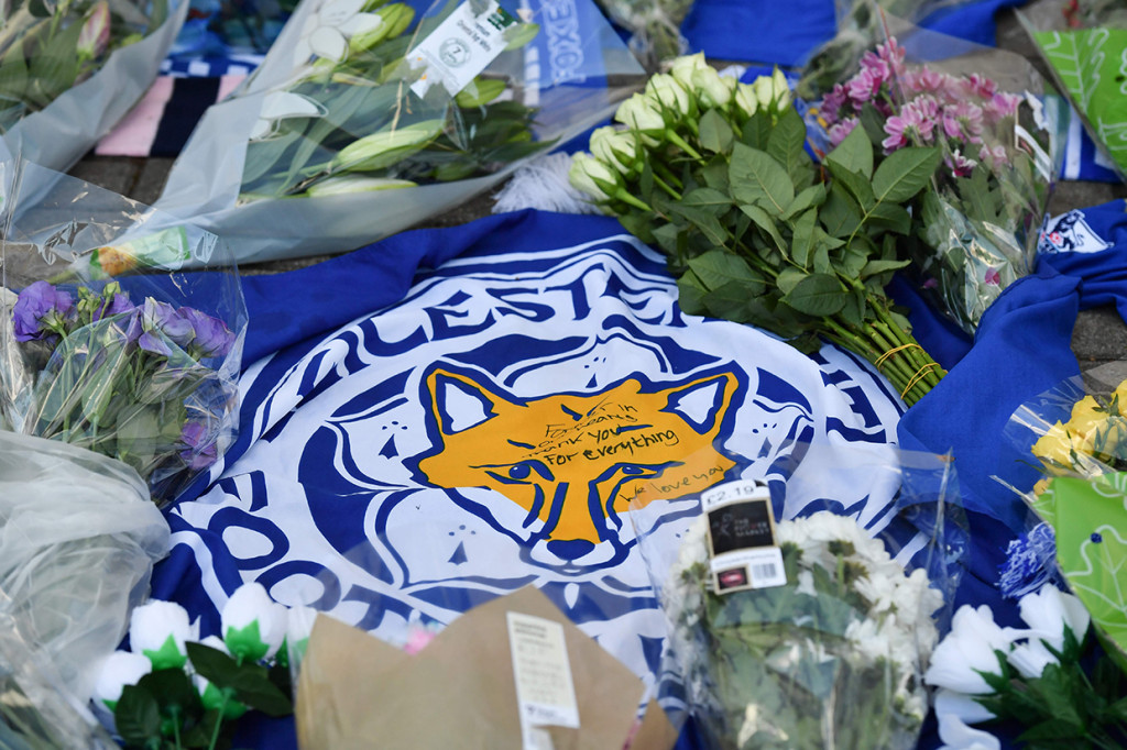 Leicester City, lewat pernyataan resmi yang dirilis Senin, 29 Oktober 2018, pagi WIB, mengumumkan bahwa pemilik mereka, Vichai Srivaddhanaprabha, meninggal dunia dalam kecelakaan helikopter yang terjadi di dekat King Power Stadium. Afp Photo/Ben Stansall