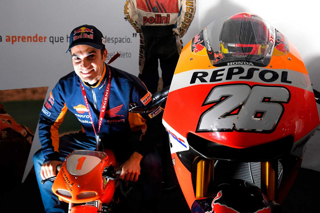 Pedrosa telah mengantongi 31 kemenangan dan 112 kali naik podium, tapi juga sering didera cidera yang mewarnai karirnya yang sejauh ini belum pernah merebut gelar juara dunia kelas premier itu. Pedrosa menjadi runner-up musim MotoGP 2007, 2010 dan 2012. Sejak 2013, Pedrosa menjadi rekan Marc Marquez di Repsol Honda.