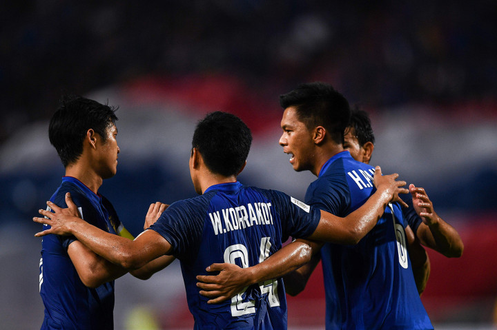 Adapun Thailand tetap berada di puncak klasemen dengan raihan enam poin dari dua laga. Afp Photo/Chalinee Thirasupa