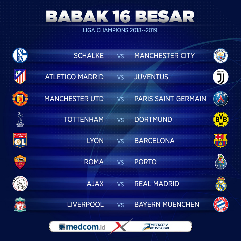 Undian Babak 16 Besar Liga Champions 2018--2019