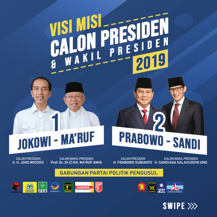 Visi Misi Calon Presiden dan Wakil Presiden 2019