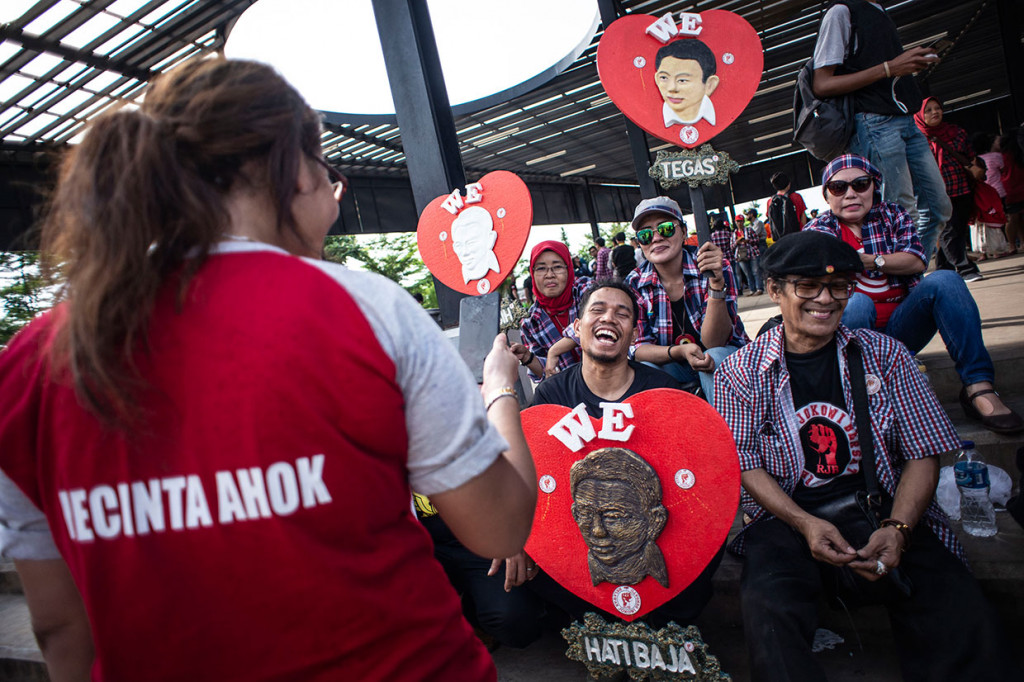 Sejumlah pendukung mantan Gubernur DKI Jakarta Basuki Tjahaja Purnama atau Ahok (Ahoker) menggelar berbagai kegiatan di RPTRA Kalijodo, Jakarta, Kamis, 24 Januari 2019. 