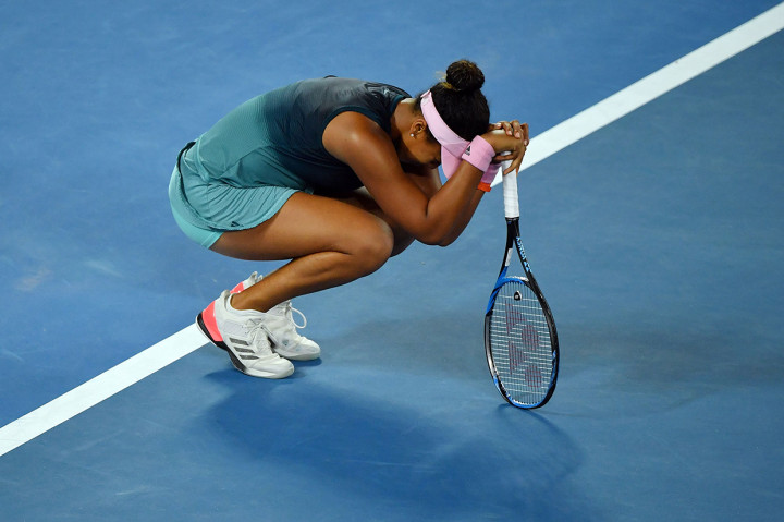 Reaksi Naomi Osaka usai mengalahkan Petra Kvitova di partai final Australia Terbuka 2019. Afp Photo/Peter Parks
