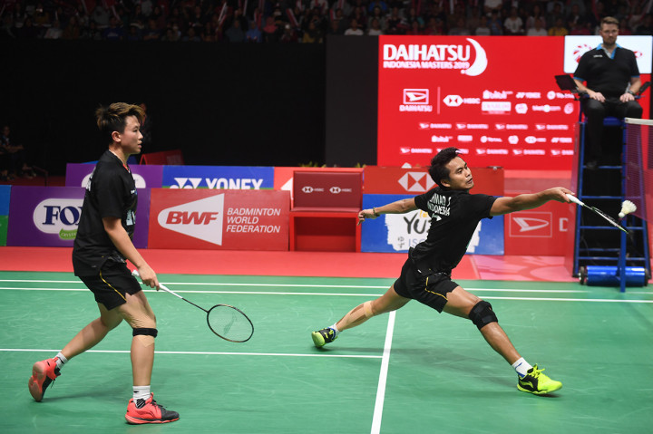 Tontowi/Liliyana sempat mencuri kemenangan di gim pertama. Tapi, mereka akhirnya menyerah 21-19, 19-21, dan 16-21. Antara Foto/Akbar Nugroho Gumay
