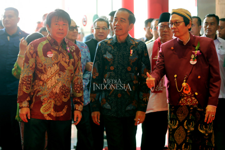 Presiden Joko Widodo menghadiri Perayaan Imlek Nasional 2019 di JI Expo Kemayoran, Jakarta.