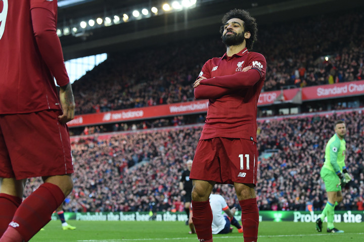 Mohamed Salah mencetak gol ketiga timnya pada awal babak kedua.