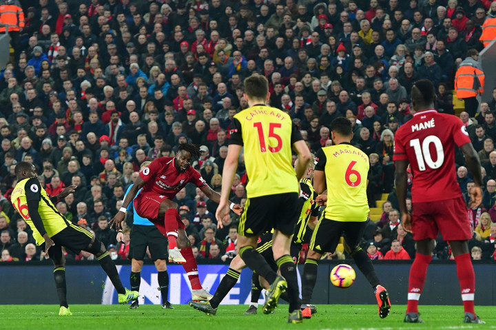 Penyerang asal Belgia Divock Origi membuat kedudukan menjadi 3-0 di menit ke-66. Ia merangsek ke dalam kotak penalti sebelum melepaskan tendangan mendatar ke tiang dekat untuk memperdaya Foster.