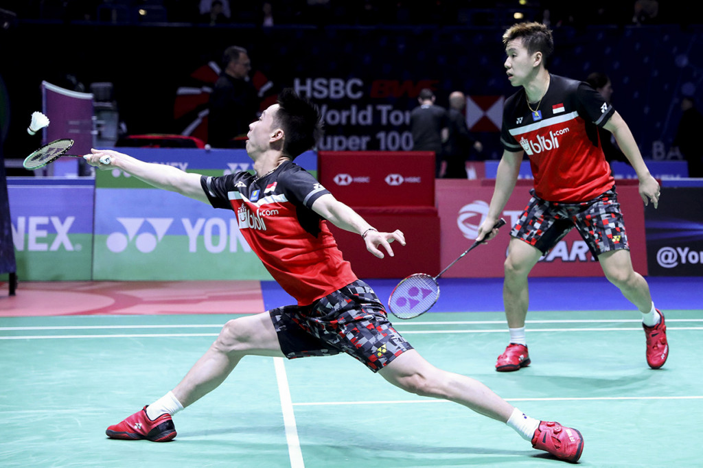 Kevin/Marcus gagal melaju ke babak kedua setelah dikalahkan Zhang Nan/Liu Cheng dengan skor 19-21, 22-20 dan 17-21. 