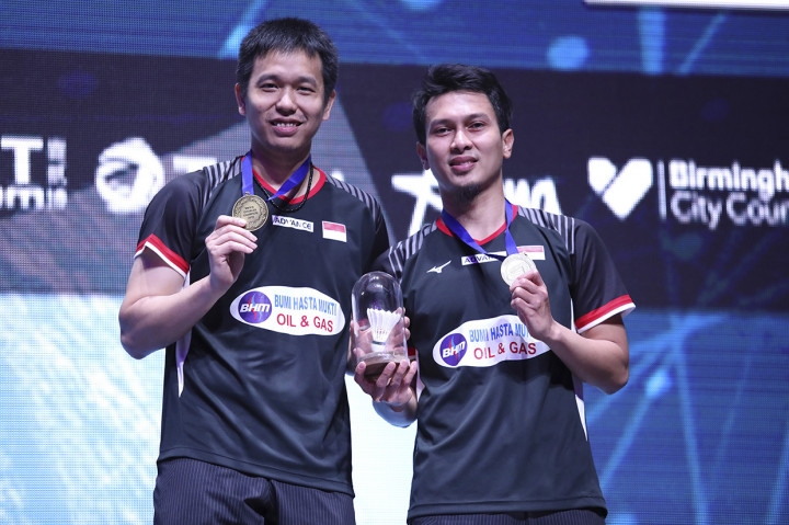 Bagi Ahsan/Hendra ini adalah gelar juara All England yang kedua setelah duo ini menjadi yang terbaik di All England 2014. Antara Foto/Widya Amelia - Humas PP PBSI