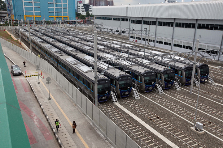 Suasana Stasiun MRT Lebak Bulus, Jakarta Selatan.
