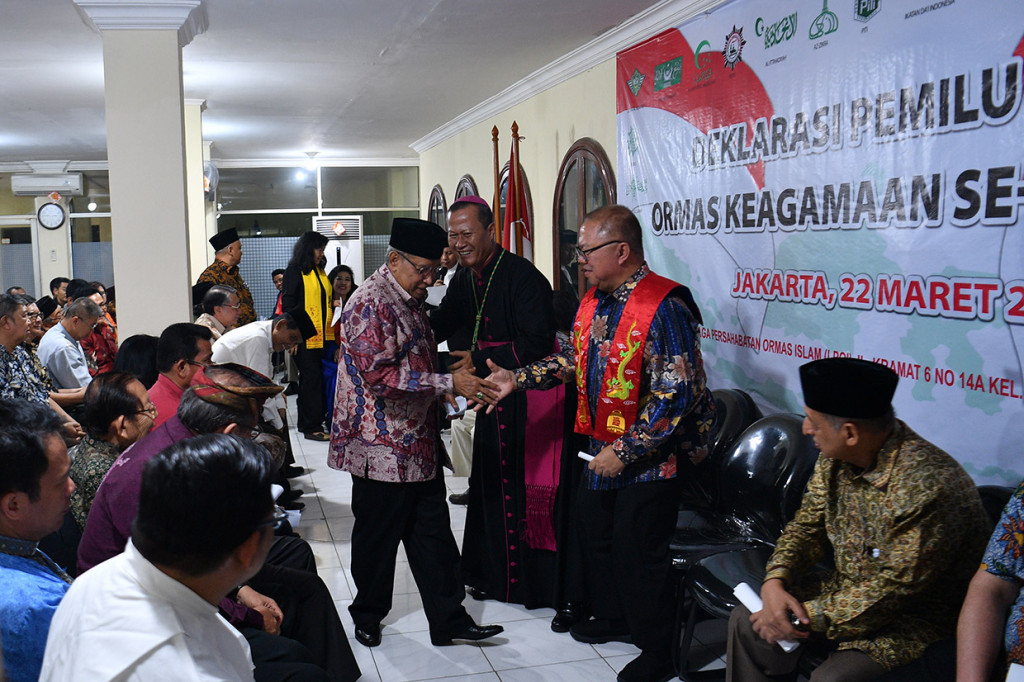 Deklarasi tersebut dihadiri oleh Ketum PBNU KH Said Aqil Siradj, Uskup Harun, Pdt Henriette Tabitha Hutabarat Lebang serta sejumlah perwakilan tokoh ormas dan pemuka agama mulai dari Islam, Kristen, Katolik, Hindu, Budha hingga Konghucu.