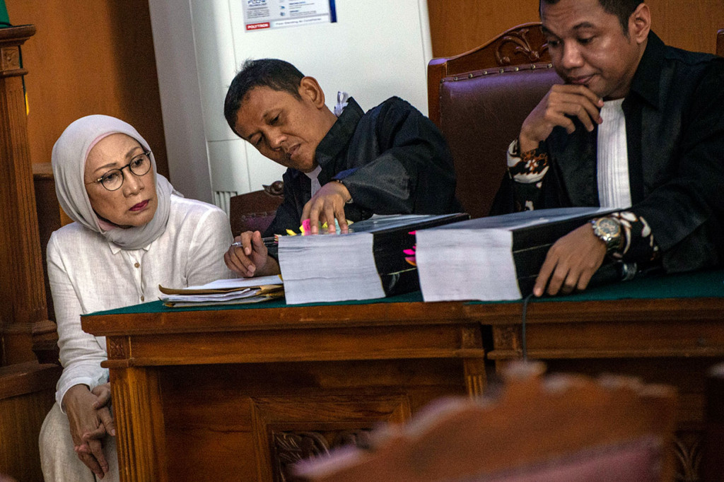 Terdakwa kasus dugaan penyebaran berita bohong atau hoaks, Ratna Sarumpaet bersiap menjalani sidang lanjutan di PN Jakarta Selatan, Jakarta, Selasa, 26 Maret 2019.