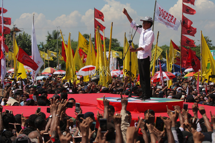 Dalam orasinya dan melihat animo simpatisan yang menghadiri kampanye, Jokowi yakin akan mendulang 80 persen suara di kota tersebut pada Pilpres 2019 .